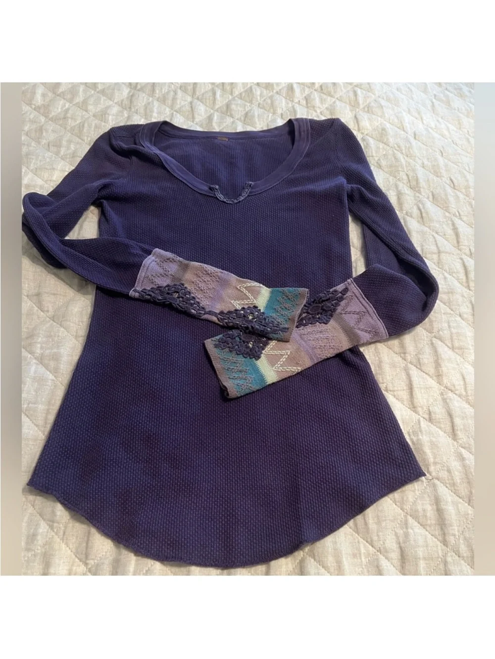 Free People Kombucha Crochet Cuff Thermal purple